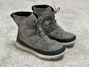 Sorel Explorer II Joan Waterproof Winter Boots Gray Suede Leather Size 8 thumbnail 1