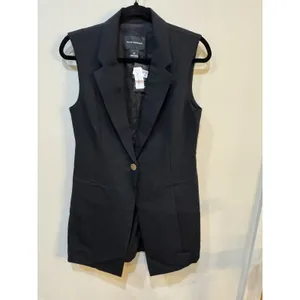Club Monaco Women's Varlah Relaxed Long Vest Size Small Black 90's Longline thumbnail 2