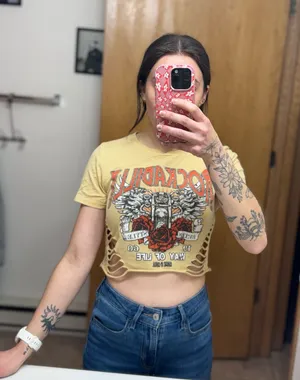 Cropped graphic tee shirt Yellow Size L thumbnail 1