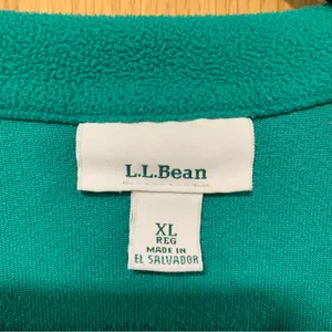 L.L. Bean Women's Green Fleece Quarter Zip Pullover Sweater - Size XL thumbnail 3