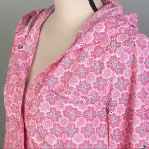L.L.BEAN pink w/white and black lightweight “Shacket” (shirt/jacket), Large. EUC thumbnail 7