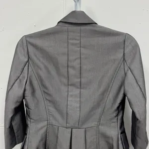 By Blu Grey Tailored Blazer Velvet Trim Pleated Peplum Jacket 26-0030 Size 34 XS thumbnail 6