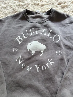 Gildan Buffalo Gray Crewneck Sweatshirt with White Logo thumbnail 2
