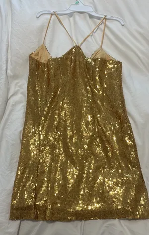 Showpo Gold Sequin Dress Mini thumbnail 1