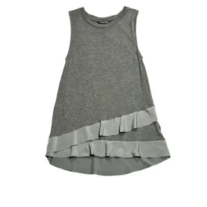 Banana Republic Grey Sleeveless Flounce-Hem Tank Top Size X-Small thumbnail 2