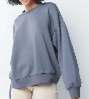 H&M‎ Divided Oversized Crewneck Sweatshirt Womens S Dusty Blue Fleece thumbnail 1