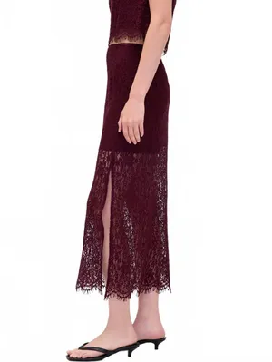 Gap Lace Maxi Skirt NWT Tuscan Red Large thumbnail 3