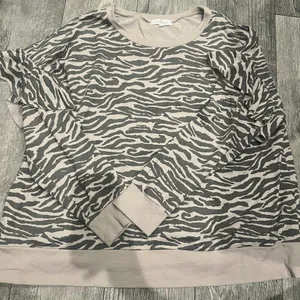 Gray by Grayson‎ Social 2X Womens Grey Striped Crew Neck Sweater thumbnail 1