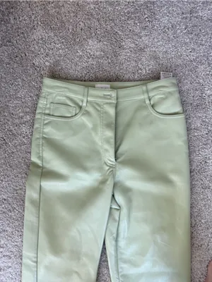 Aritzia Wilfred Melina Straight Leg Sage Green Faux Leather Pants thumbnail 2