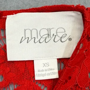 Mare Mare‎ Anthropologie Red Floral Lace Fit & Flare Dress XS 3/4 Sleeve Holiday thumbnail 2