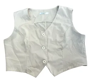 Colorful Fashion Womens Beige Button-Up Vest thumbnail 1