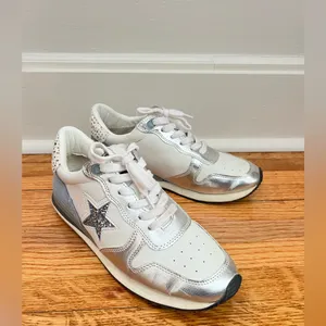 Vintage Havana Silver Glitter Star Sneakers | White Metallic Trainers | Size 8 thumbnail 4