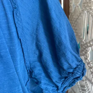 Pilcro by Anthropologie Blue Puff Sleeve Henley thumbnail 4