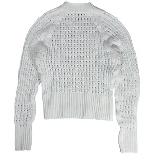 J. Crew Pointelle‎ Crewneck Sweater in White S BZ498 thumbnail 2