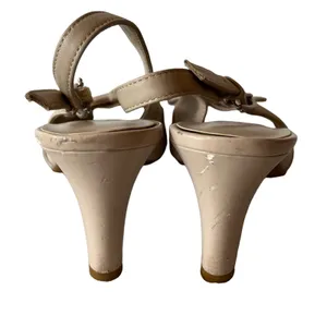 Etienne Aigner Vivica Tan Matte Leather Peep Toe Slingback Heels Sandals sz 8.5 thumbnail 6
