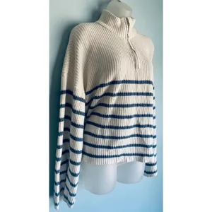 Edikted Sweater Oversized Quarter Zip Striped Bell Sleeve Knit Medium thumbnail 2