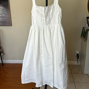 House of CB 'Perle’ White Lace Trim‎ Midi Dress NWOT size L thumbnail 14