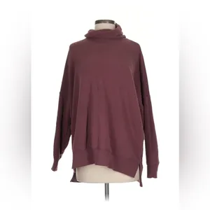 Aerie Deep Burgundy Cowl Neck Oversized Sweater Size S | Cozy Winter Pullover thumbnail 2