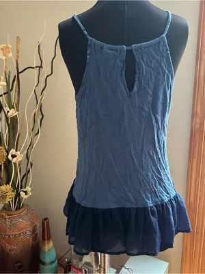 Blue society girls Embroidered Spaghetti Strap Tank Top thumbnail 3