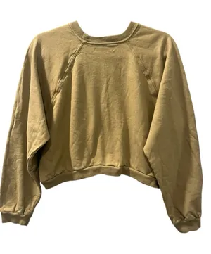 Reformation Hunter Cropped Raglan Sweatshirt Green Size Med Soft Fleece Lounge thumbnail 1