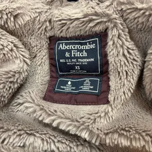 Abercrombie & Fitch Womens Maroon Red Fur Trim Hooded Lined Parka Jacket Size XS thumbnail 8