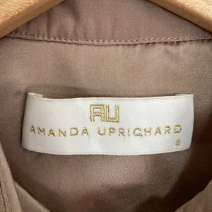 AMANDA UPRICHARD Colorblock Shirt Dress Long Sleeve in Tan/Navy Size S *Flawed thumbnail 11