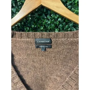 Carbon38 Cable Knit Mushroom Brown Chunky Cardigan Sz XL NWT thumbnail 4