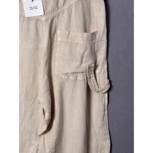Zara Womens Alana Linen Pant M Beige Cargo Wide Leg Seam Detail Coastal Grandma thumbnail 5
