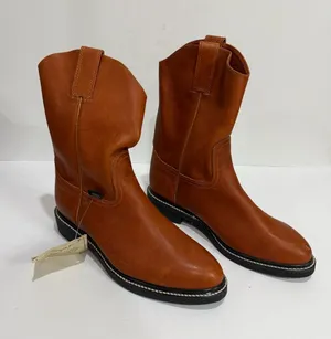 Original Michael Steel Toe Boots Tan Leather Cowboy Boots Western Womens 7.5 NEW thumbnail 1