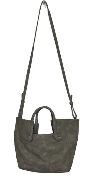 Anthropologie Crossbody Tote Bag Grey Gingham Lining Adjustable Strap Handbag thumbnail 1