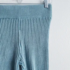 Urban Outfitters Kadin Knit Blue Ribbed Distressed Biker Shorts thumbnail 4