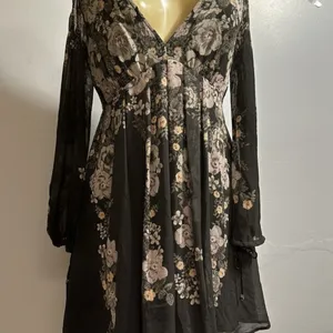 Free People Penny Lover Mini Dress in Raven Combo Women's Size Large boho flowy thumbnail 5