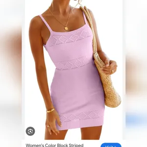 Striped Beach Dress Elegant Pink Knit Size Mediun Hot Pink In Color thumbnail 2
