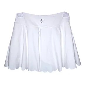 NWT Womens Tennis Skirt Set Built-In Shorts Scalloped Active Set White XS thumbnail 9