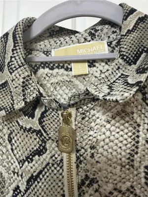 MICHAEL Michael Kors Beige Black Snake Print Jacket with Gold Hardware thumbnail 5
