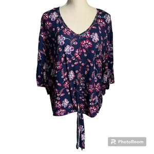 Como Vintage NWT Red White & Blue Floral Popover M thumbnail 2