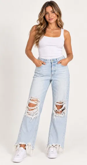 Free People We The Free Free People Distressed Wide Leg Jeans Light Wash Size 25 thumbnail 1