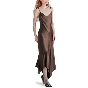 Steve Madden Lucille Slip Dress in Dark Espresso Xsmall New Womens Satin Midi thumbnail 12