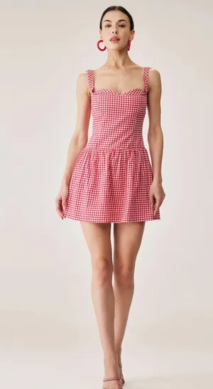 Rihoas Red Plaid Sweetheart Neck Slip Mini Dress thumbnail 1