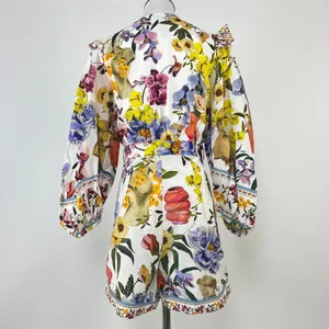 NWOT Farm Rio Greek Garden Long Sleeve Plunge Neck Cotton Romper Size XS thumbnail 14