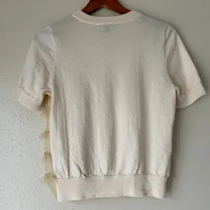 J. Crew Wool Blend Coquette Ruffle Short Sleeve Pale Yellow Sweater Size Medium thumbnail 8