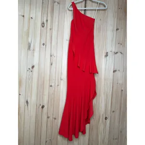 NWT Lulus Dramatic Persona Bright Orange One-Shoulder Ruffled Maxi Dress Sz XS thumbnail 2