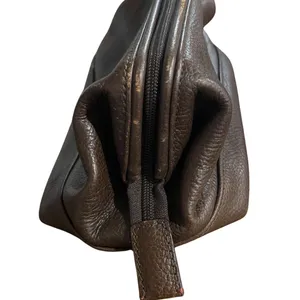 Fossil Pebbled Leather Toiletry Zip Bag Travel Vintage 90s Cosmetic Overnight thumbnail 4