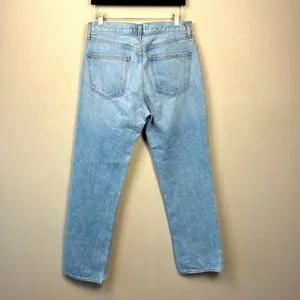 Agolde Lana Slice Jeans Wide/Straight Leg High Rise Light Blue Denim 28 thumbnail 5