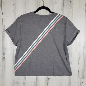 NWT Iris & Ink Gray Graphic Pocket Short Sleeve T-Shirt Women's Size Medium thumbnail 4