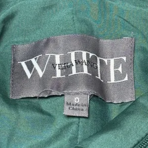 White by‎ Vera Wang Forest Green Halter V-Neck Maxi Gown Dress Size 0 thumbnail 5
