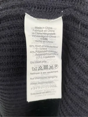 Madewell Woolside Pullover V-neck Sweater in Navy Blue XL Ribbed Texture Knit thumbnail 7