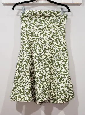 Abercrombie Strapless Linen Blend Mini Dress Green White Size M thumbnail 1