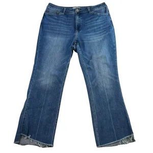 Vervet Plus 18 Jeans High Rise Raw Step Hem Crop Kick Flare Medium Wash‎ Stretch thumbnail 2