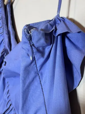 ASTR The Label One Shoulder Ruffle Mini Dress Womens Large Cobalt Blue Chic NWOT thumbnail 11